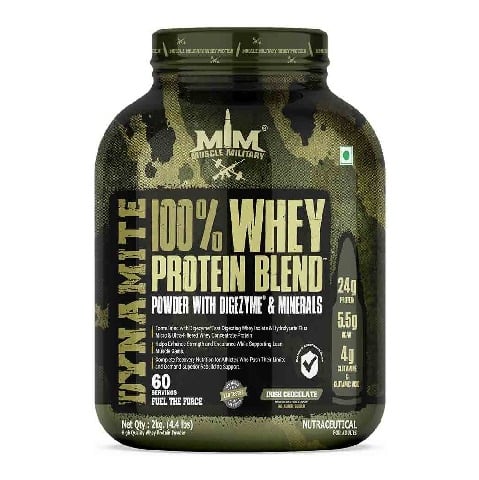 1 - Muscle Military Dynamite 100% Whey Protein Blend,  4.4 lb  Irish Chocolate 