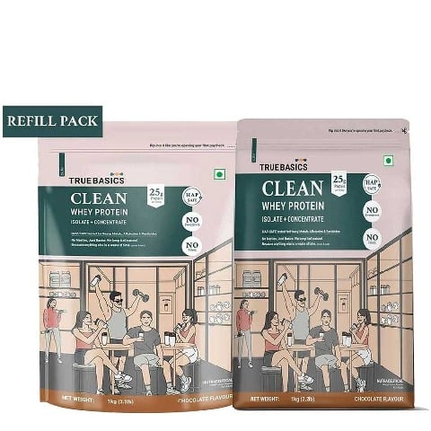 TrueBasics Clean Whey Protein Isolate + Concentrate 2kg Chocolate Pack
