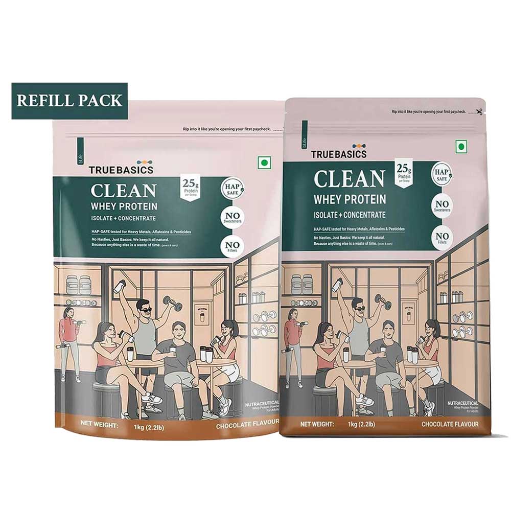 TrueBasics Clean Whey Protein Isolate + Concentrate 2kg Chocolate Pack-image-45