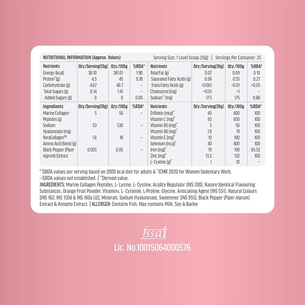 9 - HK Vitals Hair Nourish Collagen,  Marine Collagen  250 g  Orange