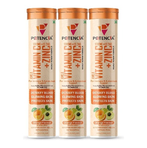 1 - Potencia Amla Vitamin C + Zinc Effervescent,  15 tablet(s)  Orange (Pack of 3) 