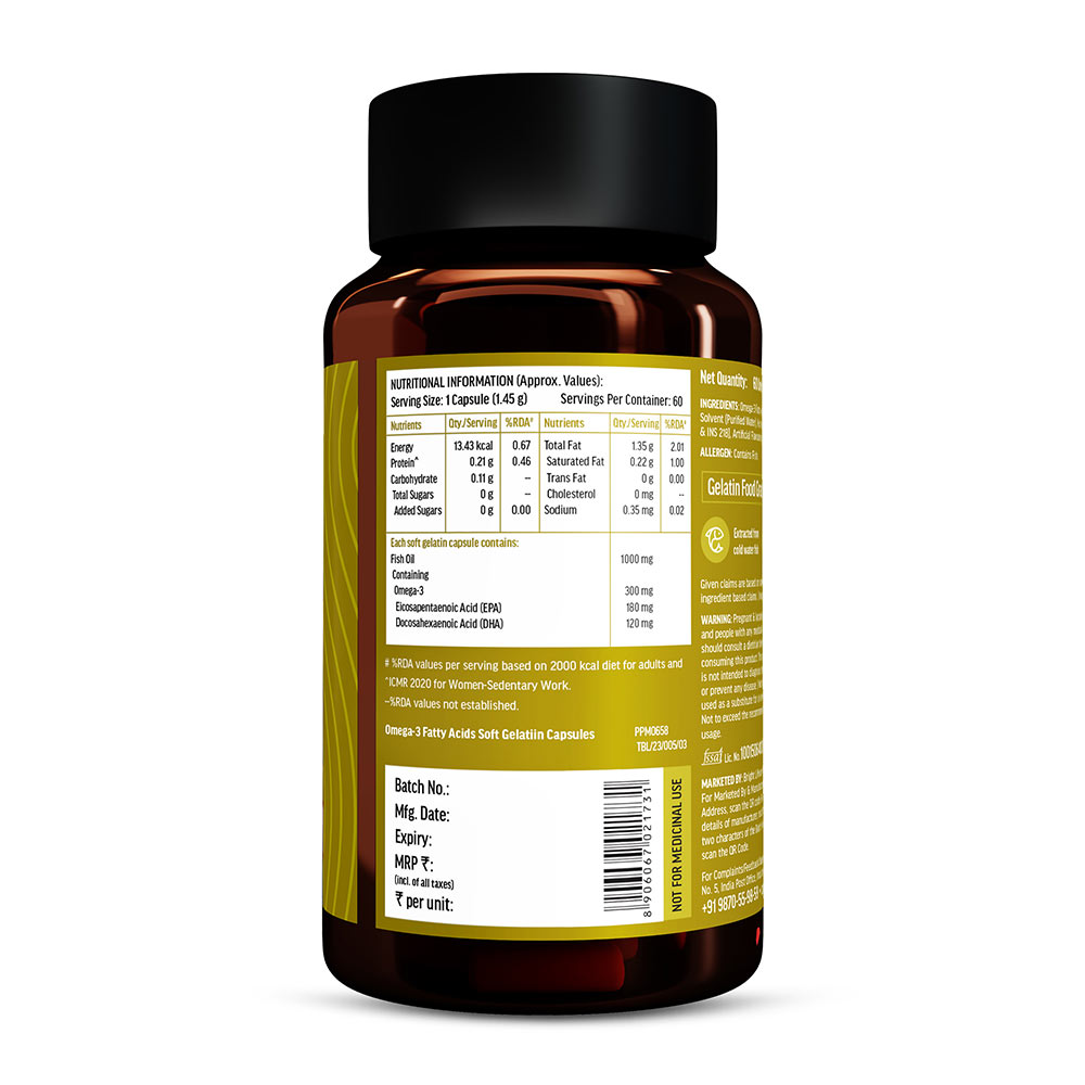 1 - HK Vitals Omega-3 1000mg with 180mg EPA & 120mg DHA,  60 capsules