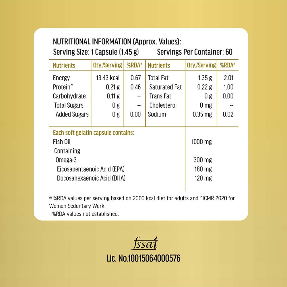 11 - HK Vitals Omega-3 1000mg with 180mg EPA & 120mg DHA,  60 capsules
