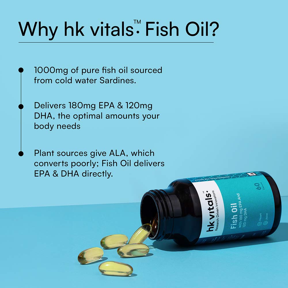 7 - HK Vitals Fish Oil 1000mg with 180mg EPA and 120mg DHA,  60 capsules