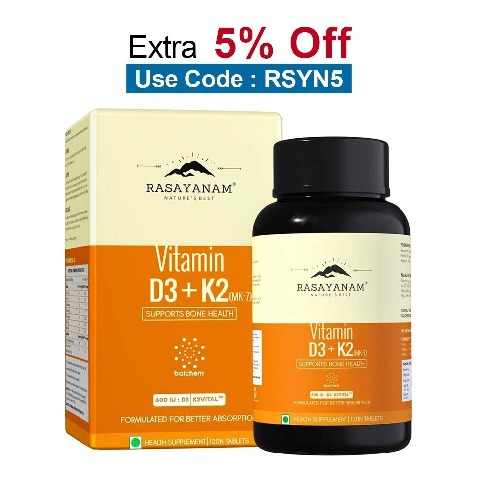 Rasayanam Vitamin D3 K2 (MK-7),  120 tablet(s)  Unflavoured 