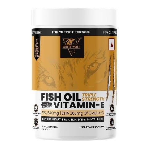 1 - White Wolf Triple Strength Fish Oil with Vitamin E,  30 capsules 