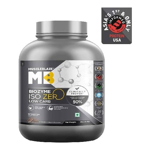 10 - MuscleBlaze Biozyme Iso-Zero,  4.4 lb  Low Carb Cookies & Cream 
