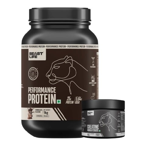 1 - BeastLife Performance Protein,  2.2 lb  Chocolate & Creatine Monohydrate Unflavoured 100g 