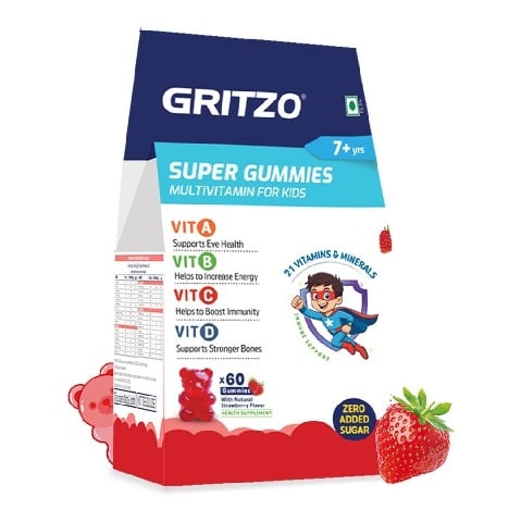 4 - Gritzo Super Gummies Multivitamin for Kids, 60 gummies Strawberry
