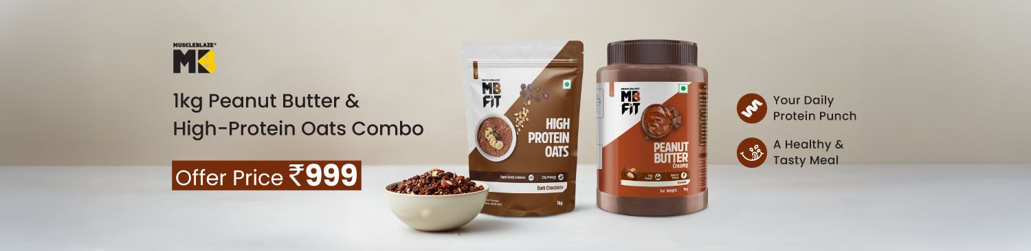 MB Chocolate Peanut Butter Creamy & High Protein Oats 1kg Dark Chocolate Combo | Offer price - 999