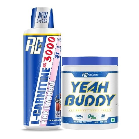 Ronnie Coleman Yeah Buddy Pre-Workout Powder 270g & L-Carnitine XS 3000 mg Liquid 465 ml Combo