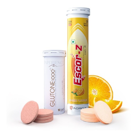 1 - Glutone 1000 & Escor-Z Combo,  Unflavoured & Orange  2 Piece(s)/Pack 