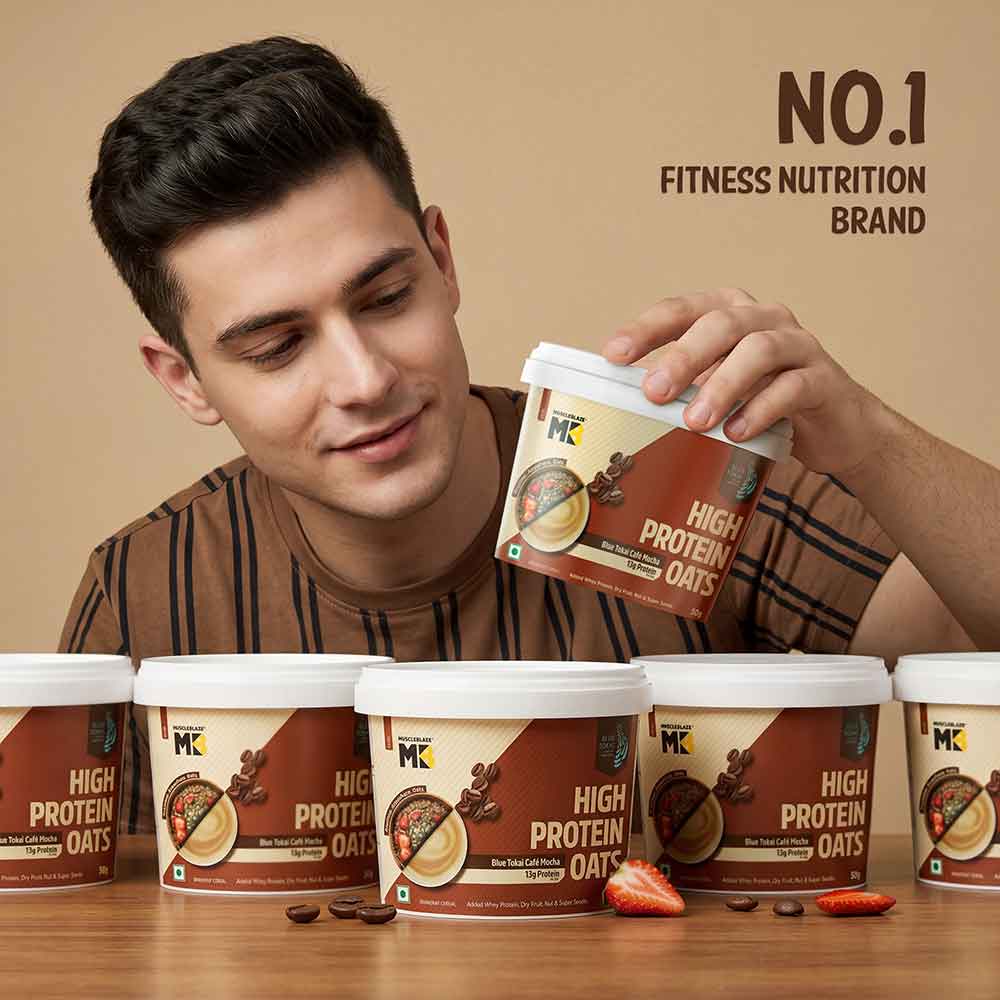 High Protein Oats 50g x 6 Pack Blue Tokai Cafe Mocha