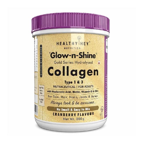 1 - HealthyHey Nutrition Gold Series Hydrolysed Bovine Collagen Type 1 & 3, 200 g Cranberry