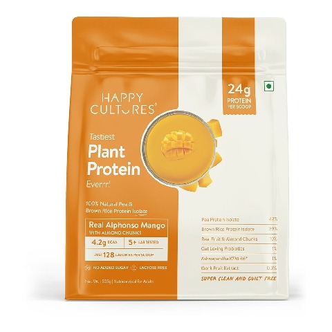 2 - Happy Cultures Tastiest Plant Protein,  1.11 lb  Real Alphonso Mango with Almond Chunks 