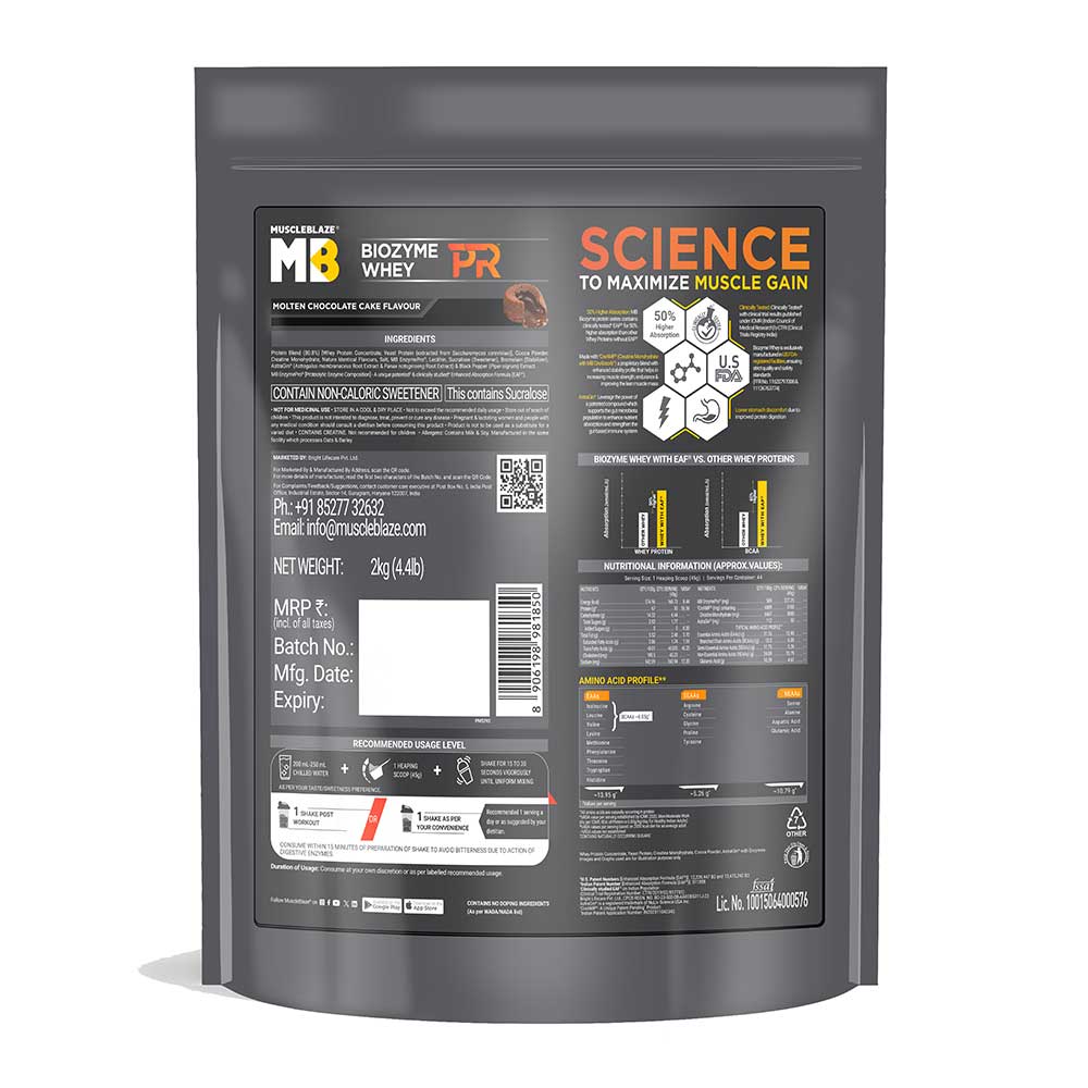 1 - MuscleBlaze Biozyme Whey PR,  4.401 lb  Molten Chocolate Cake