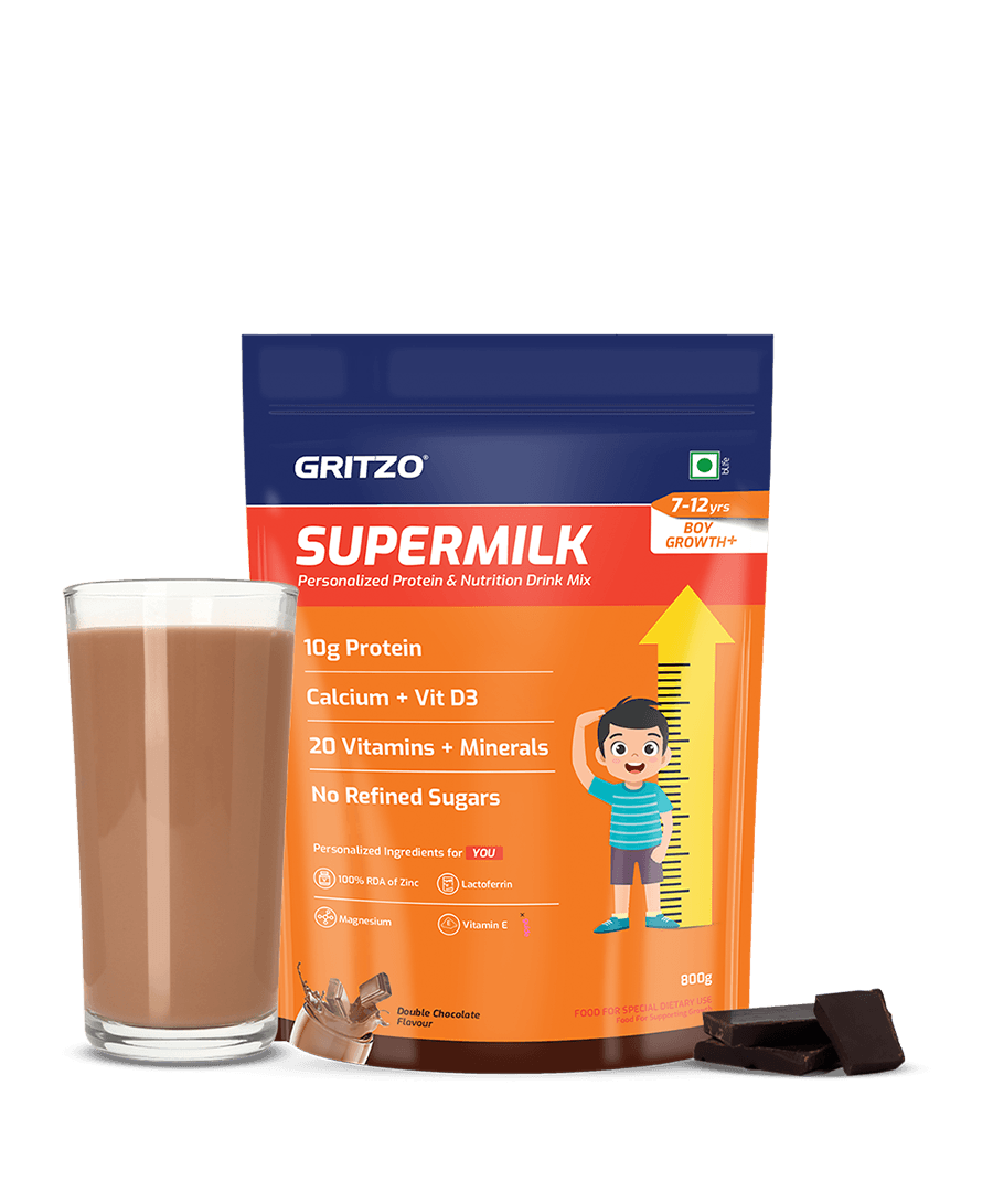 Supermilk Growth+ for Boy 7 to 12 years, 800 g Double Chocolate 7-12 Yrs Boy Growth+ With Unrefined Sugar