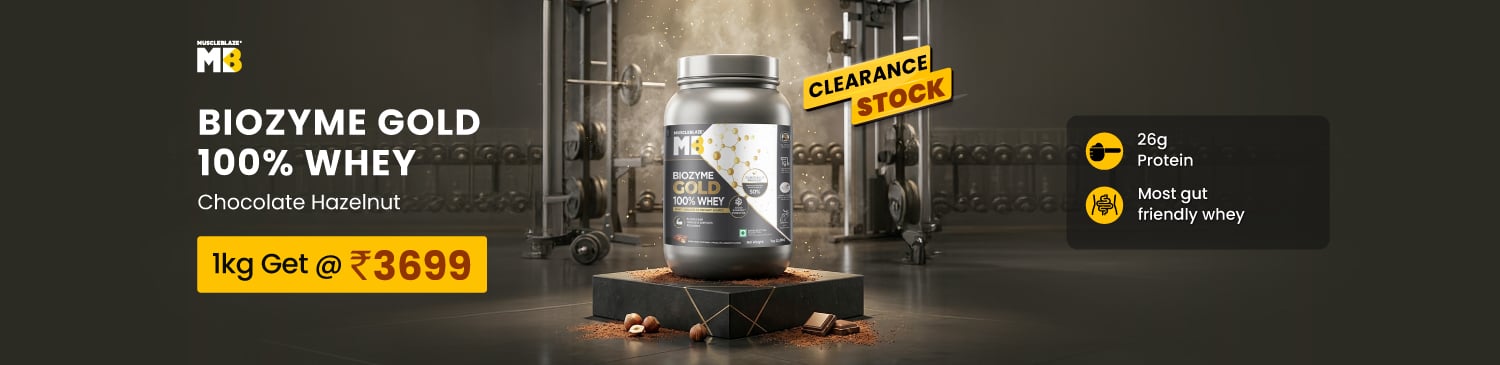 MuscleBlaze Biozyme Gold 100% Whey OP, 1 kg (2.2 lb), Chocolate Hazelnut | Offer Price - 3699