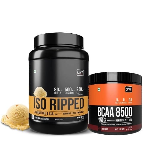 1 - QNT ISO Ripped 2.2 lb Kesar Malai Kulfi with BCAA 8500 Combo, 0.39 lb Cola