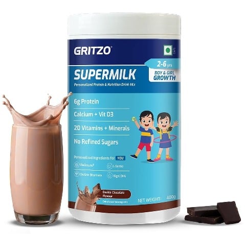 1 - Supermilk Gritzo Growth for Boy/Girl 2-6 years, 400 g Double Chocolate