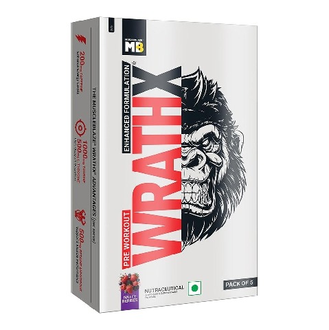 11 - MuscleBlaze Pre Workout WrathX, 0.19 lb Natty Berries (Pack of 5)