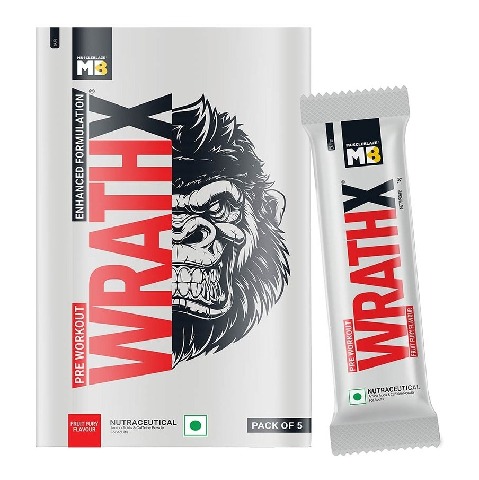 10 - MuscleBlaze Pre Workout WrathX, 0.19 lb Fruit Fury (Mono Carton Pack of 5)