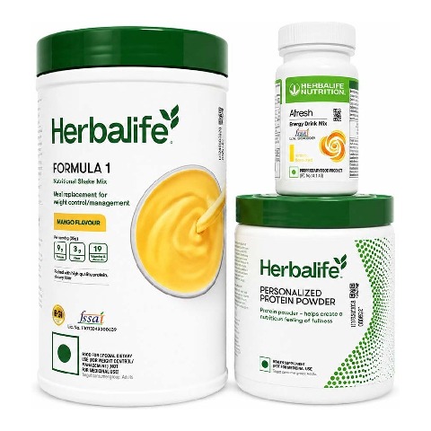 Herbalife Formula 1 Afresh Energy Drink & Protein Powder Combo, 3 Piece(s)/Pack Mango + Lemon + Unflavoured