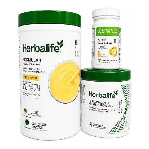 Herbalife Formula 1 Afresh Energy Drink & Protein Powder Combo,  3 Piece(s)/Pack  Mango + Peach + Unflavoured 