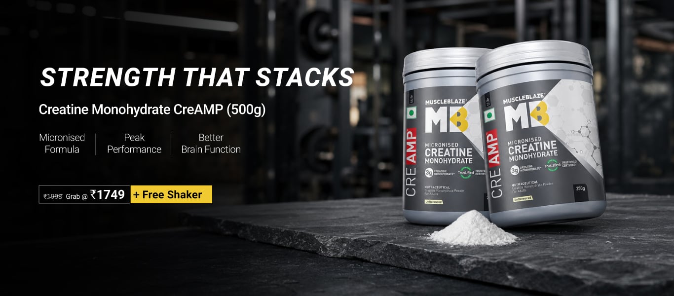 Creatine Monohydrate CreAMP 500g Pack @ 1749 + Free Shaker