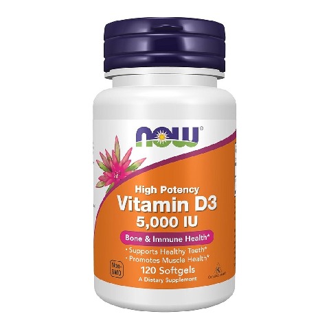 1 - Now Vitamin D3 (5000 IU), 120 softgels Unflavoured