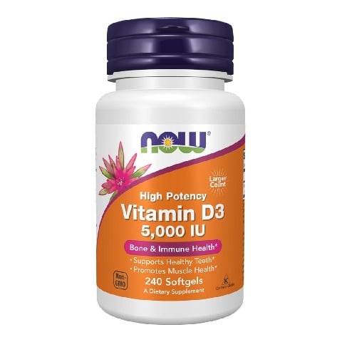 1 - Now Vitamin D3 (5000 IU), 240 softgels Unflavoured