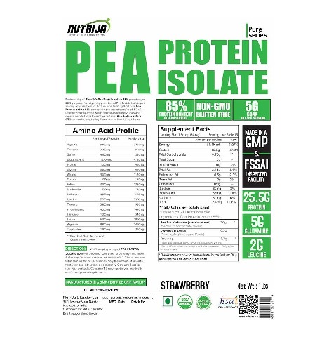 1 - NutriJa Pea Protein Isolate, 1 lb Strawberry