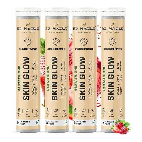 1 - DR. HARLE Glutathione Skin Glow Effervescent, Strawberry (Pack of 4) 15 tablets