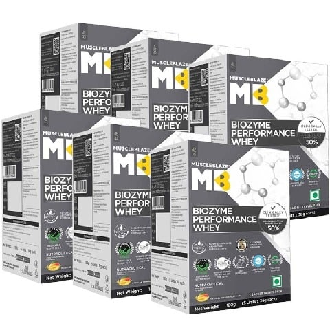 MuscleBlaze Biozyme Performance Whey Magical Mango 1.08 kg - 30 sachets x 36g