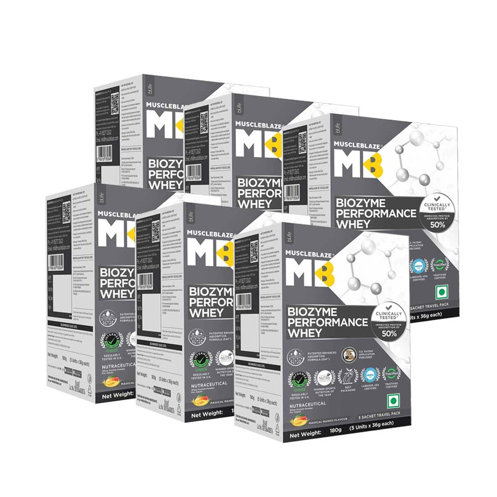 MuscleBlaze Biozyme Performance Whey Magical Mango 1.08 kg - 30 sachets x 36g-picture-4