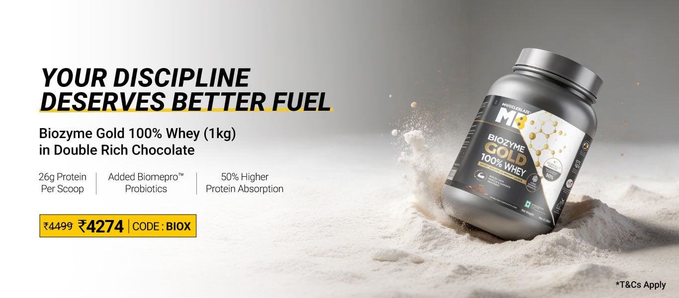 MuscleBlaze Biozyme Gold 100% Whey 1 kg Double Rich Chocolate @ 4274 W/code: BIOX
