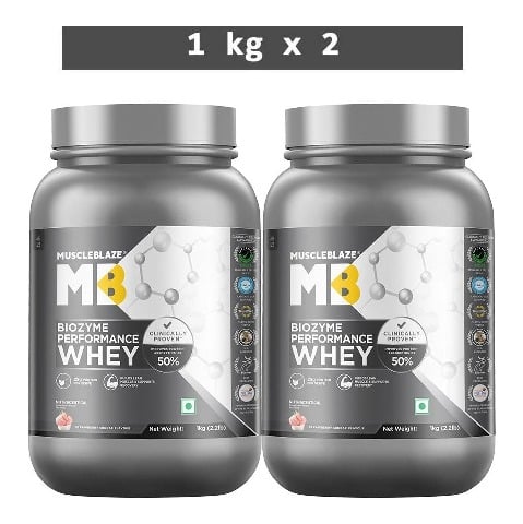 MuscleBlaze Biozyme Performance Whey, 4.4 lb Strawberry Sundae