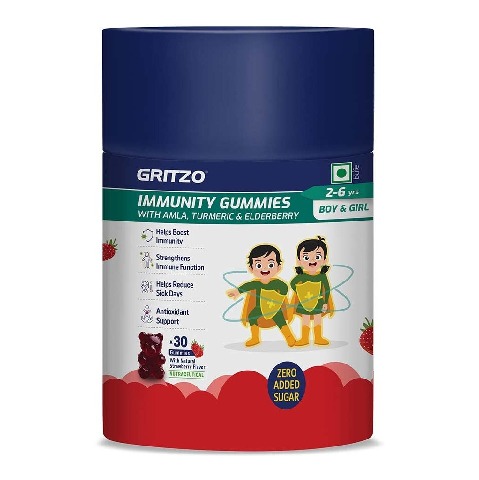 2 - Gritzo Immunity Gummies 2-6 Years,  30 gummies  Strawberry 