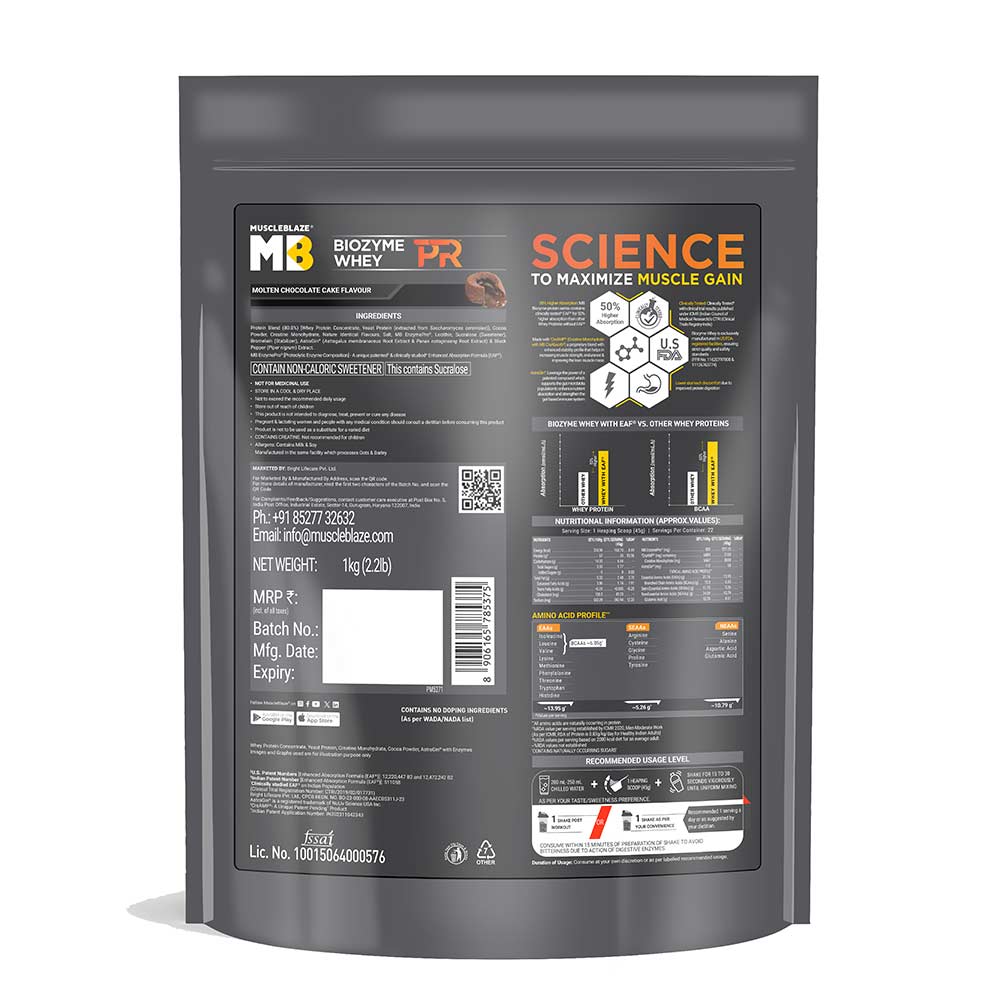 2 - MuscleBlaze Biozyme Whey PR,  2.2 lb  Molten Chocolate Cake