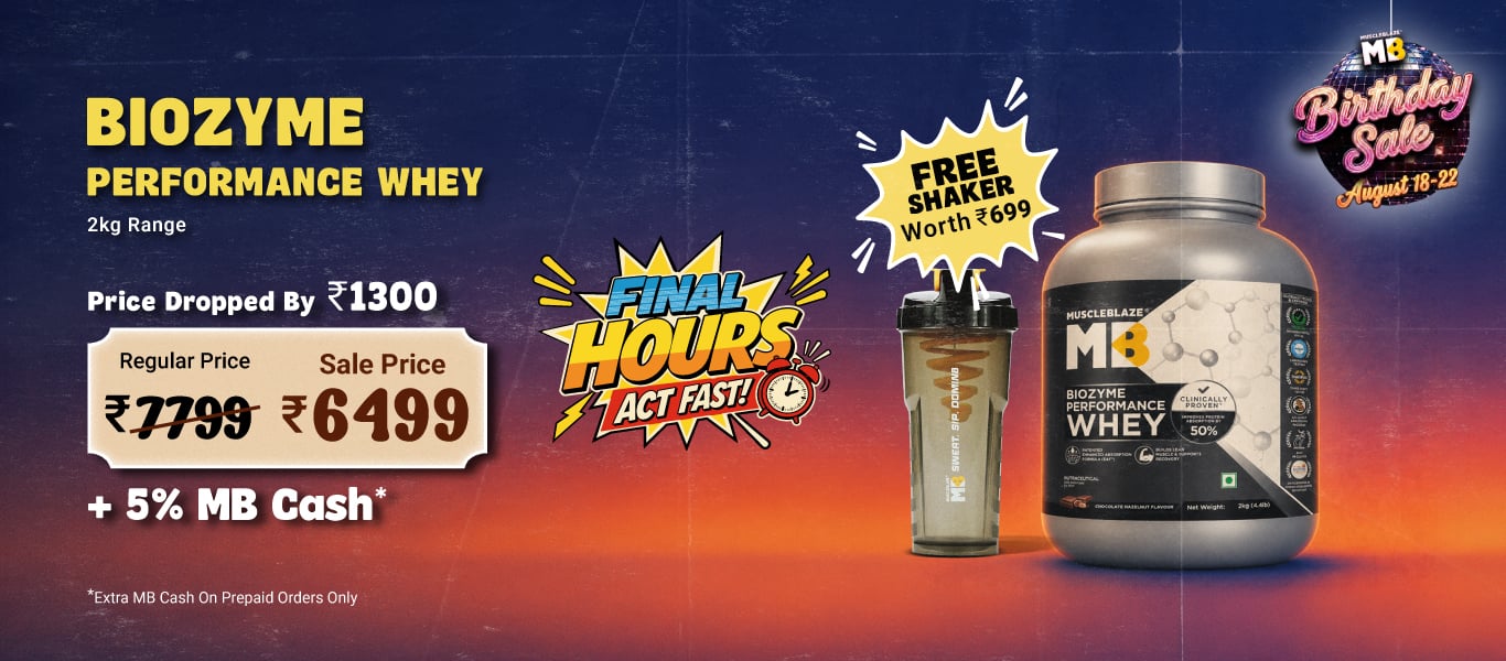 Final Hours, Act Fast: 2kg Biozyme Perf Range @ 6499 + Free Shaker + 5% MB Cash