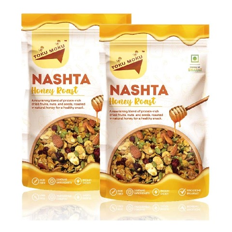 1 - TOKU MOKU Super Breakfast Muesli Healthy Mixed Nuts with Dry Fruits, Honey Roast (Pack of 2) 90 g