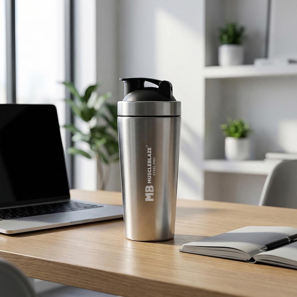 2 - MuscleBlaze Stainless Steel Gym Shaker,  Silver  700 ml