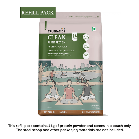 1 - TrueBasics Clean Plant Protein, 2.2 lb Chocolate (Refill Pack)