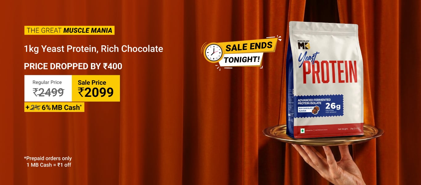 Sale Ends Tonight: MuscleBlaze Yeast Protein, 2.2 lb Rich Chocolate @ 2099 + 6% MB Cash | Price Dropped By Rs. 400