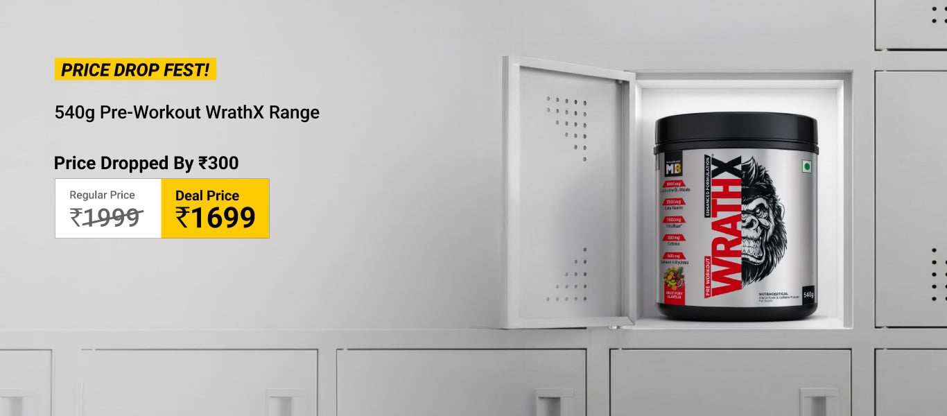 Price Drop Fest: 540g Pre Workout WrathX Range @ 1699 | Price Dropped By Rs. 300