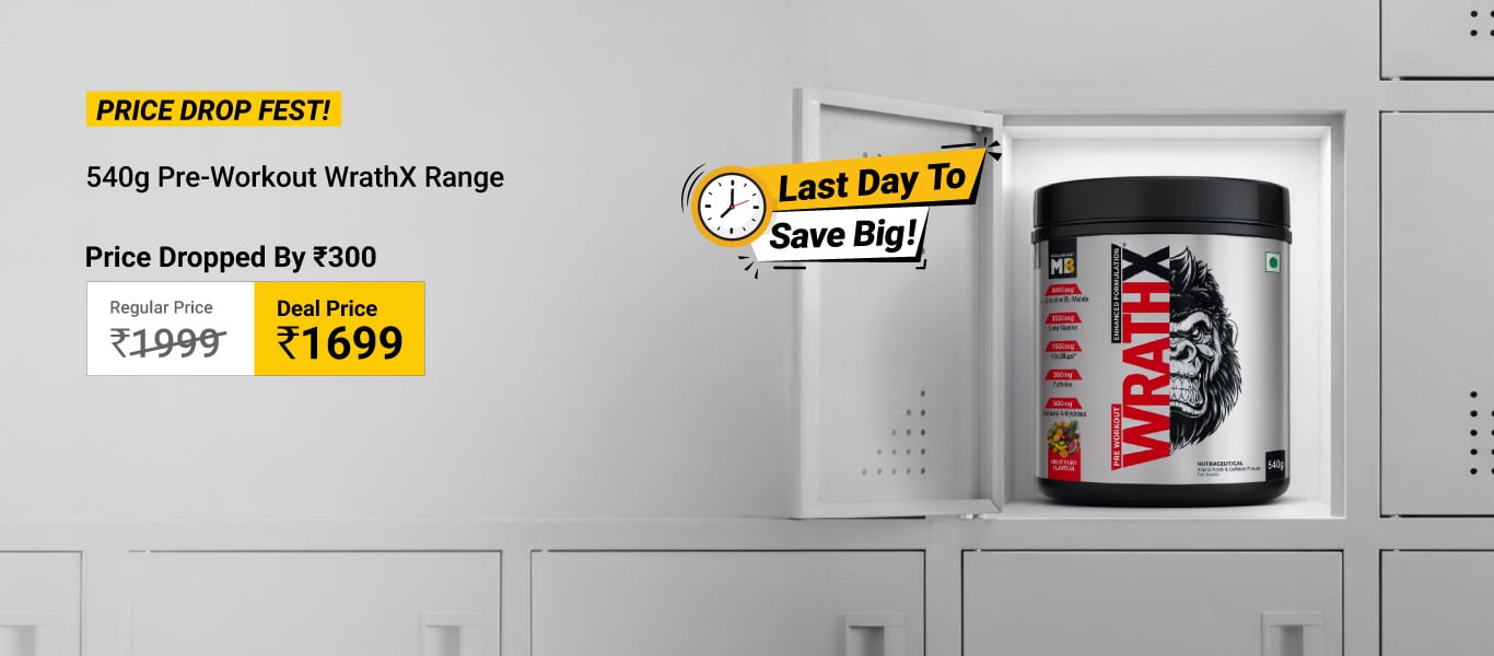Last Day To Save Big: Price Drop Fest: 540g Pre Workout WrathX Range @ 1699 | Price Dropped By Rs. 300