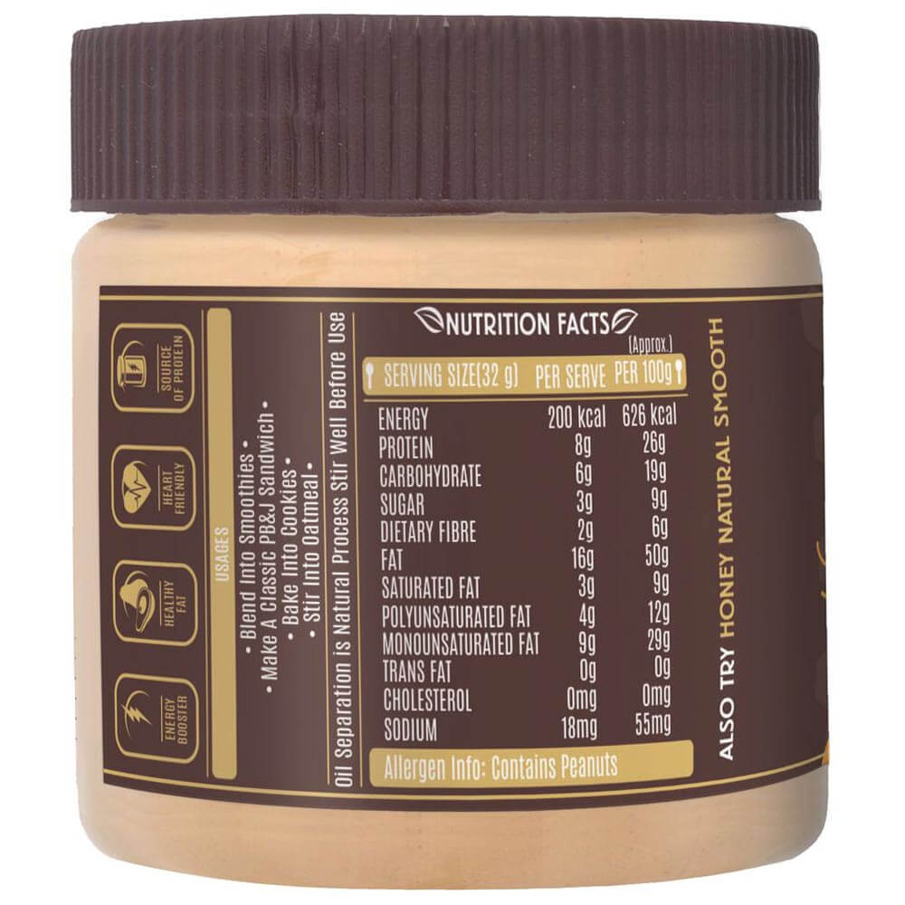nutritionfact - Alpino Alpino Natural Honey Peanut Butter (Pack of 2),  0.250 kg  Smooth 
