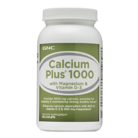 1 - GNC Calcium Plus 1000 with Magnesium & Vitamin D 3,  180 caplets  Unflavoured 