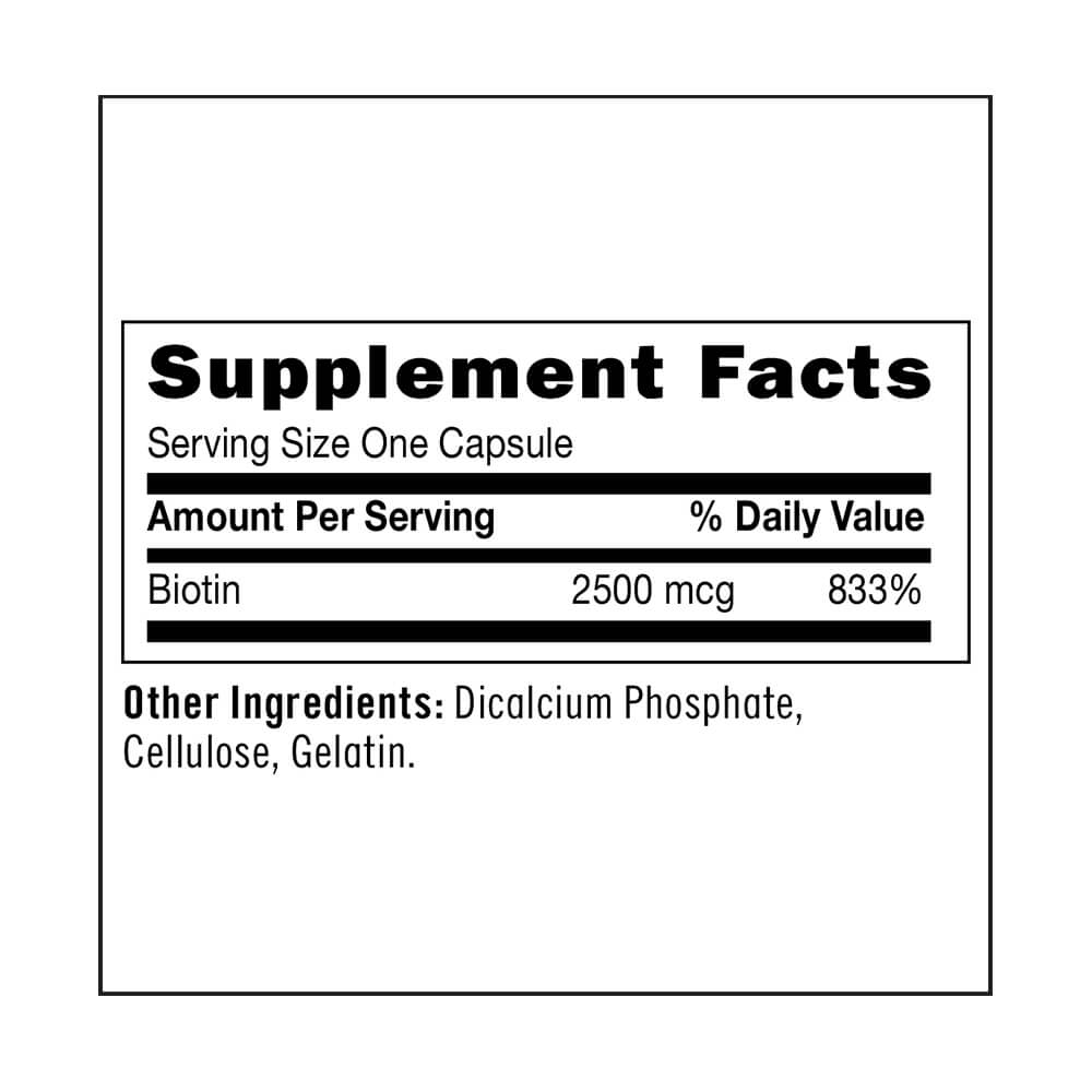 supplement - GNC Biotin (2500mcg),  120 capsules  Unflavoured 
