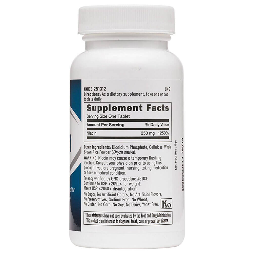supplementinfo - GNC Niacin (250 mg),  Unflavoured  100 tablet(s) 
